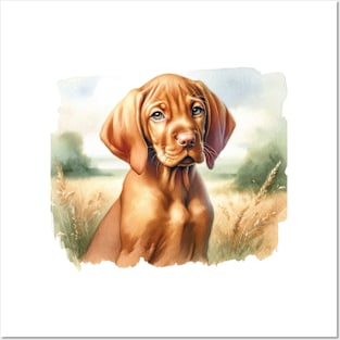 Watercolor Vizsla Puppies Painting - Cute Puppy Posters and Art